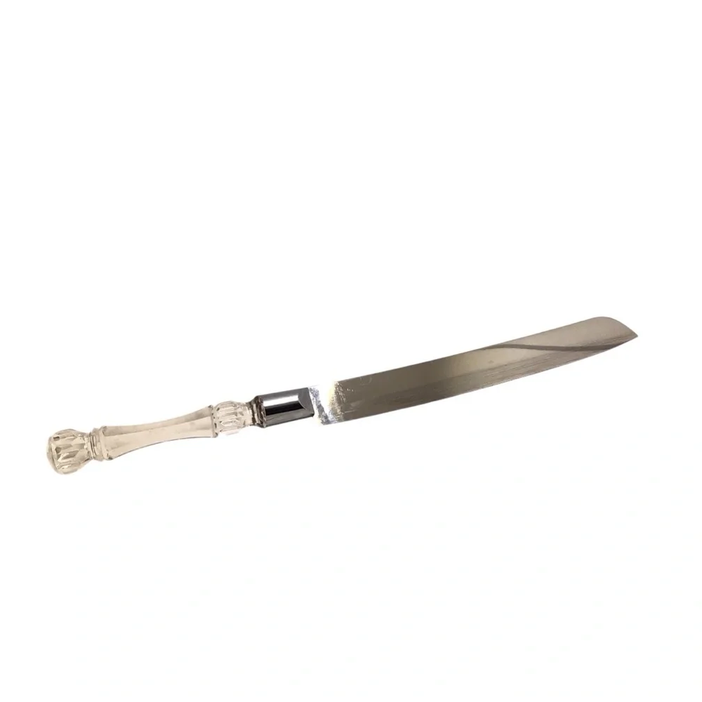 Wedding Cake Knife 13” Stainless Steel Silver Clear Acrylic Handle